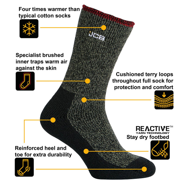 JCB Workwear Thermasocks with Extended Achilles