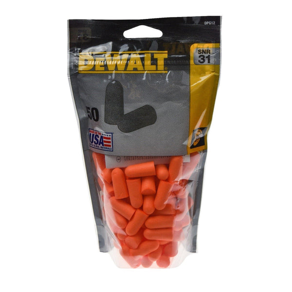 Dewalt Disposable Earplugs 50 Pair Zip-Log Bag