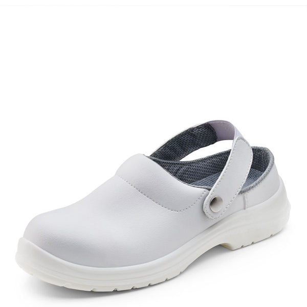 Beeswift Micro Fibre White Slip On Safety Shoes